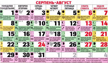 Посівний календар на серпень 2016