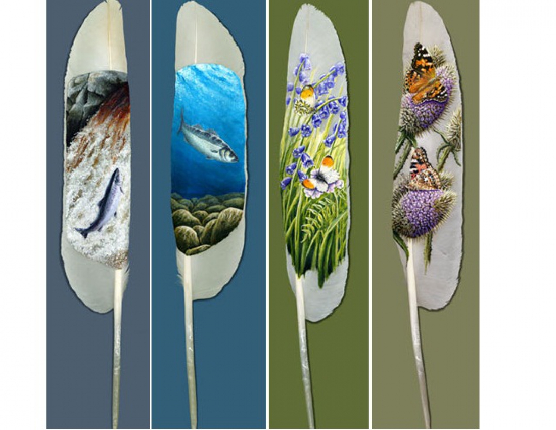 Дивовижний живопис на лебединому пір&#039;ї