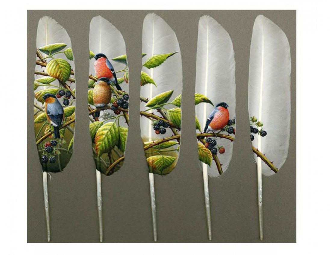 Дивовижний живопис на лебединому пір&#039;ї