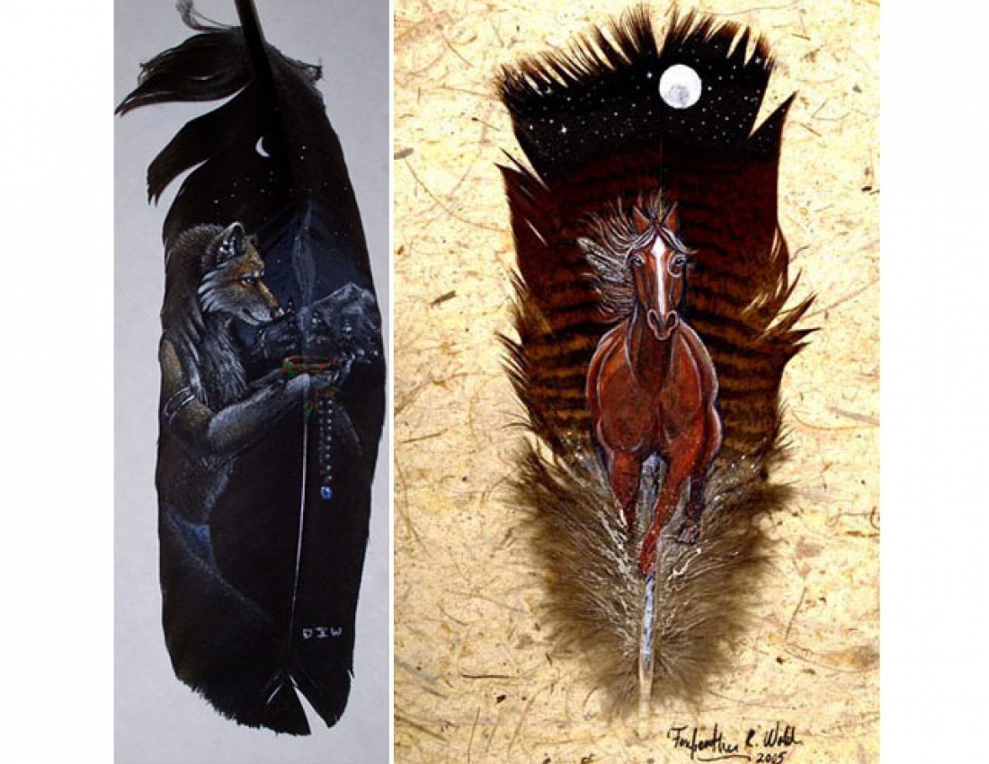 Дивовижний живопис на лебединому пір&#039;ї